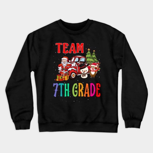 Team 7Th Grade Santa And Reindeer Christmas Crewneck Sweatshirt by intelus